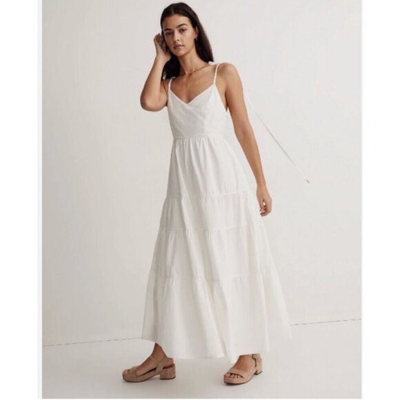 Madewell $128 Petite Sidonie Poplin Maxi Dress White NI760 Size PXL - Picture 1 of 5